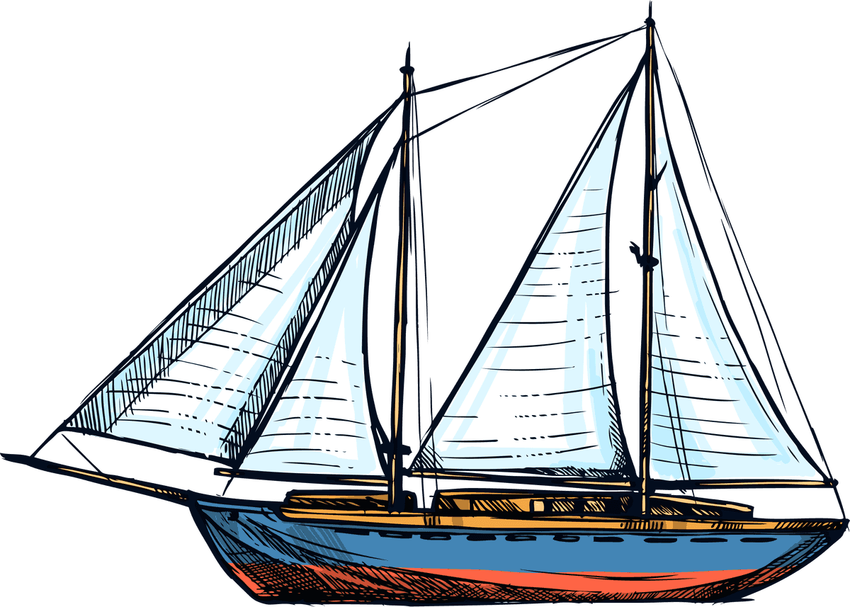 ships marine sketch set featuring traditional sailboats for nautical art and decor