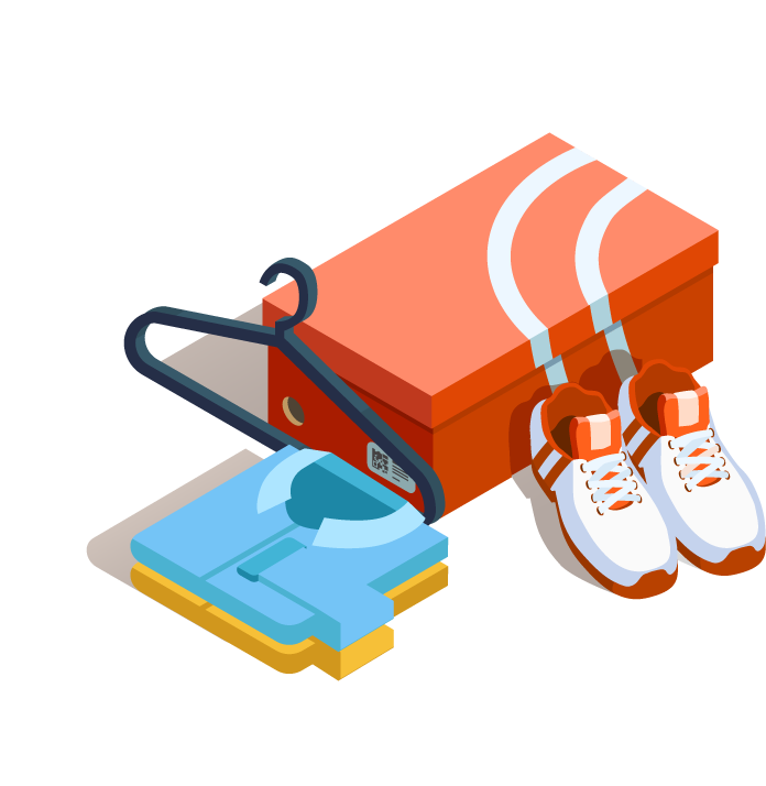 shopping e commerce isometric icons for trendy footwear and apparel promotion