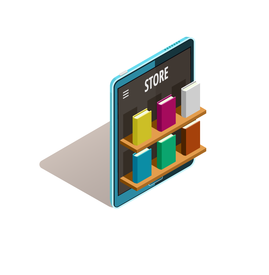 shopping e commerce isometric icons showcasing vibrant product displays on a tablet interface