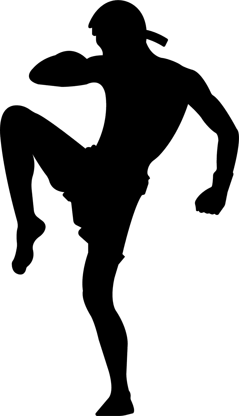 silhouette eight muay thai pose collection with different kick and punch pose vector
