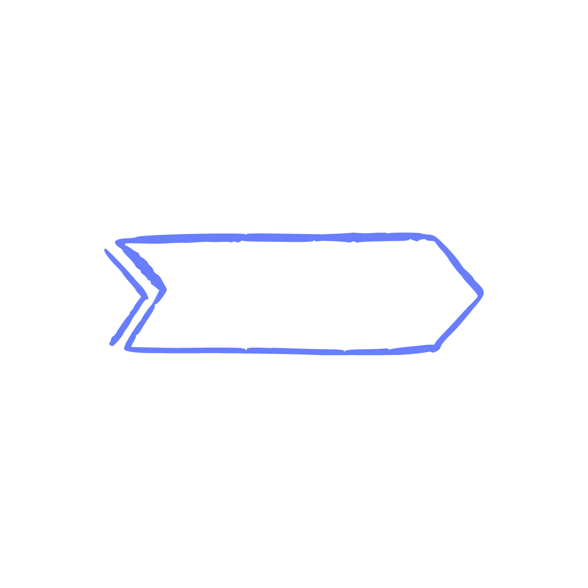 Simple blue hand drawing direction arrow