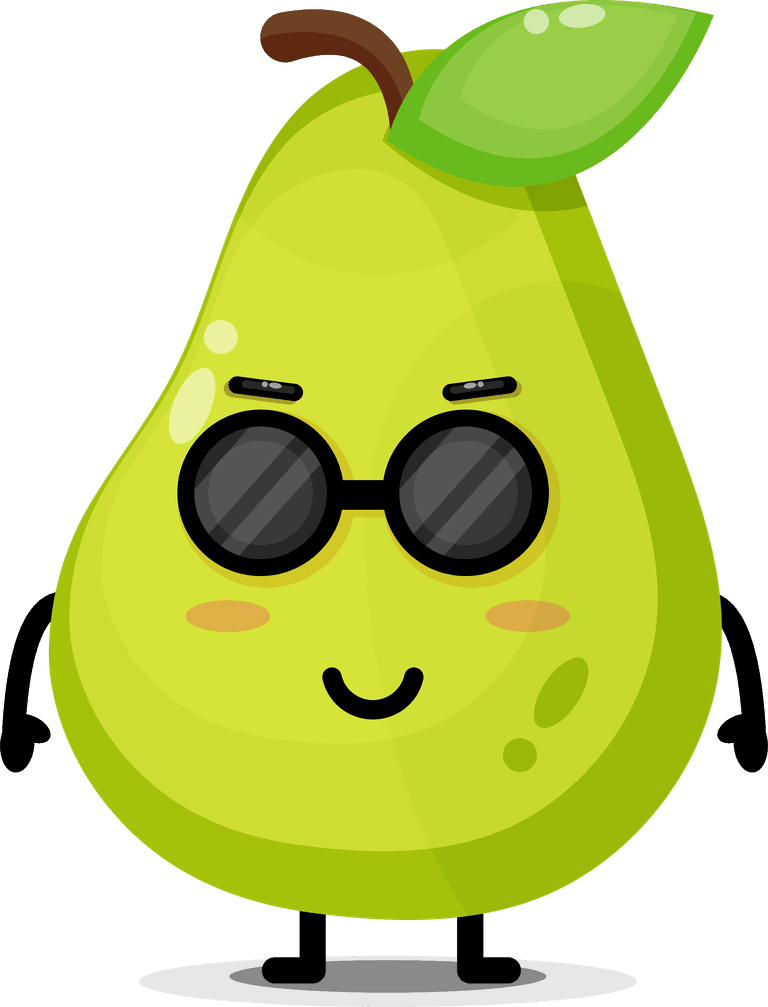 simple cute pear mascots cartoon style