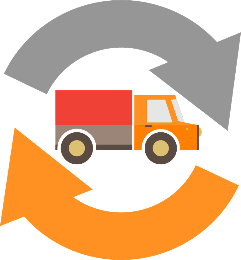 simple flat delivery shipping icon with circular arrows for efficient logistics management