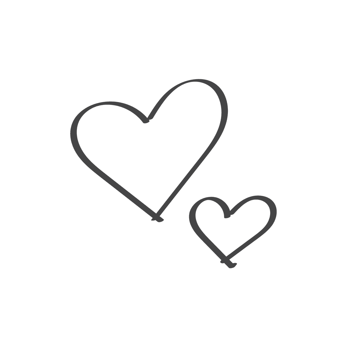 hand-drawn heart element with wings and outline style romantic illustrations