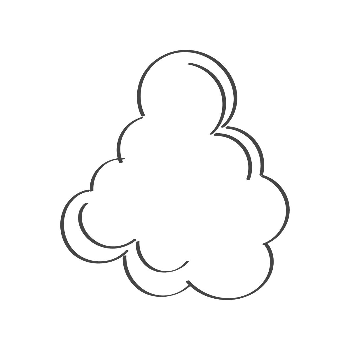 hand-drawn cartoon smoke clouds in doodle style with playful and abstract shapes