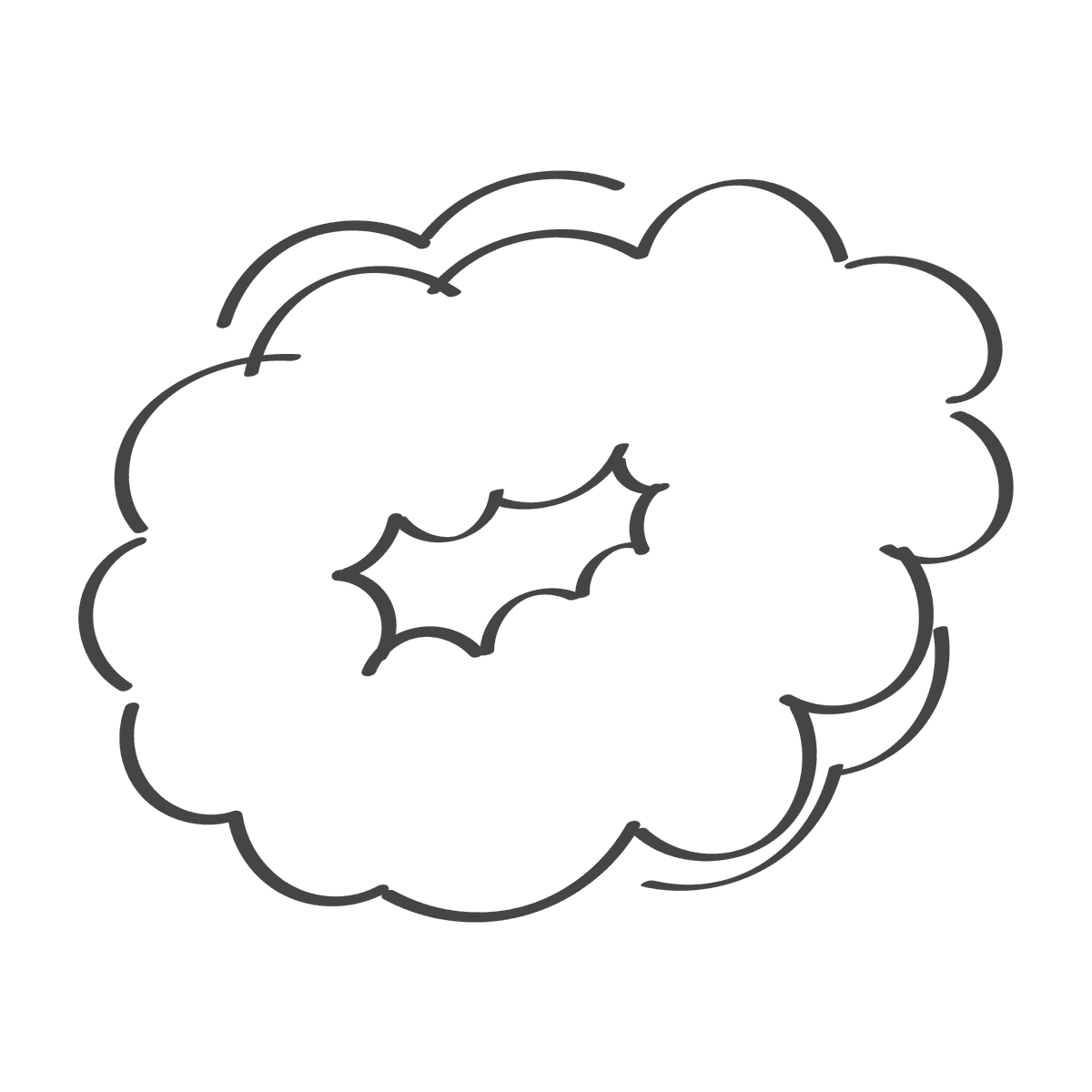 hand-drawn cartoon smoke clouds in doodle style with playful and abstract shapes