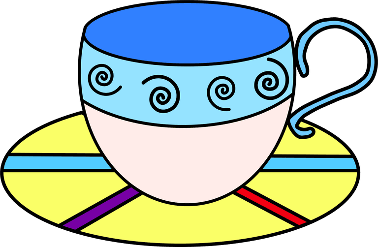 Simple textured simple beautiful tea cup drawing design vector
