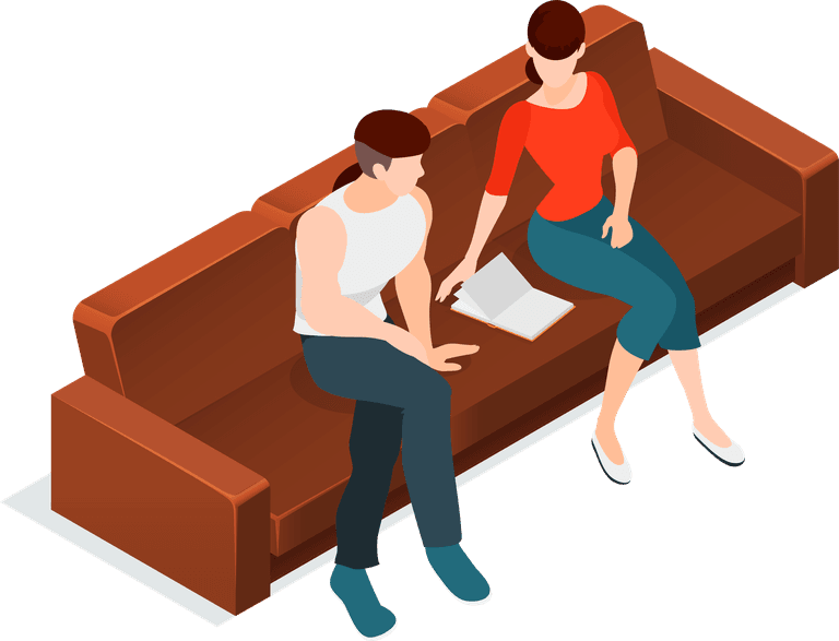 isometric of difference sitting people characters