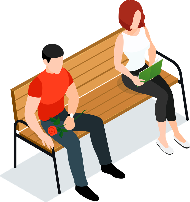 isometric of difference sitting people characters