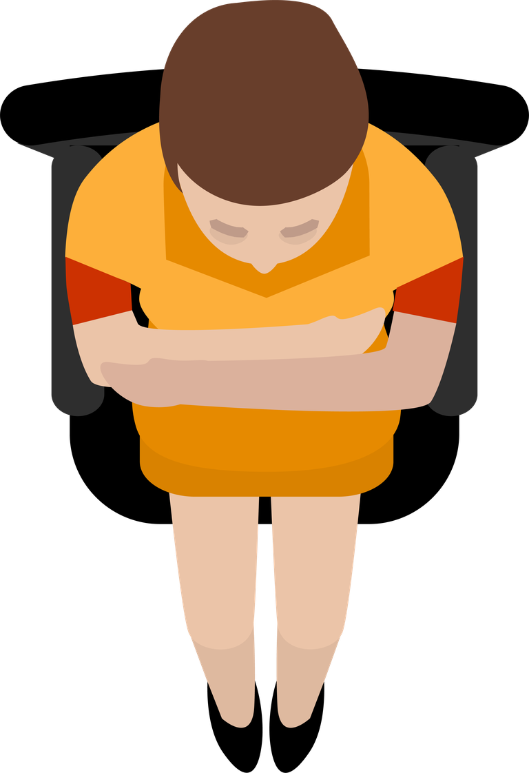 sitting people top view in casual attire with relaxed posture for illustration
