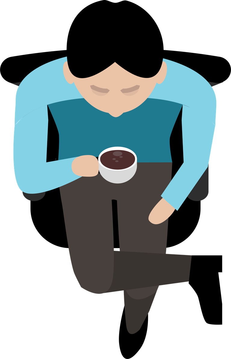 sitting people top view enjoying coffee break in casual outfit illustration