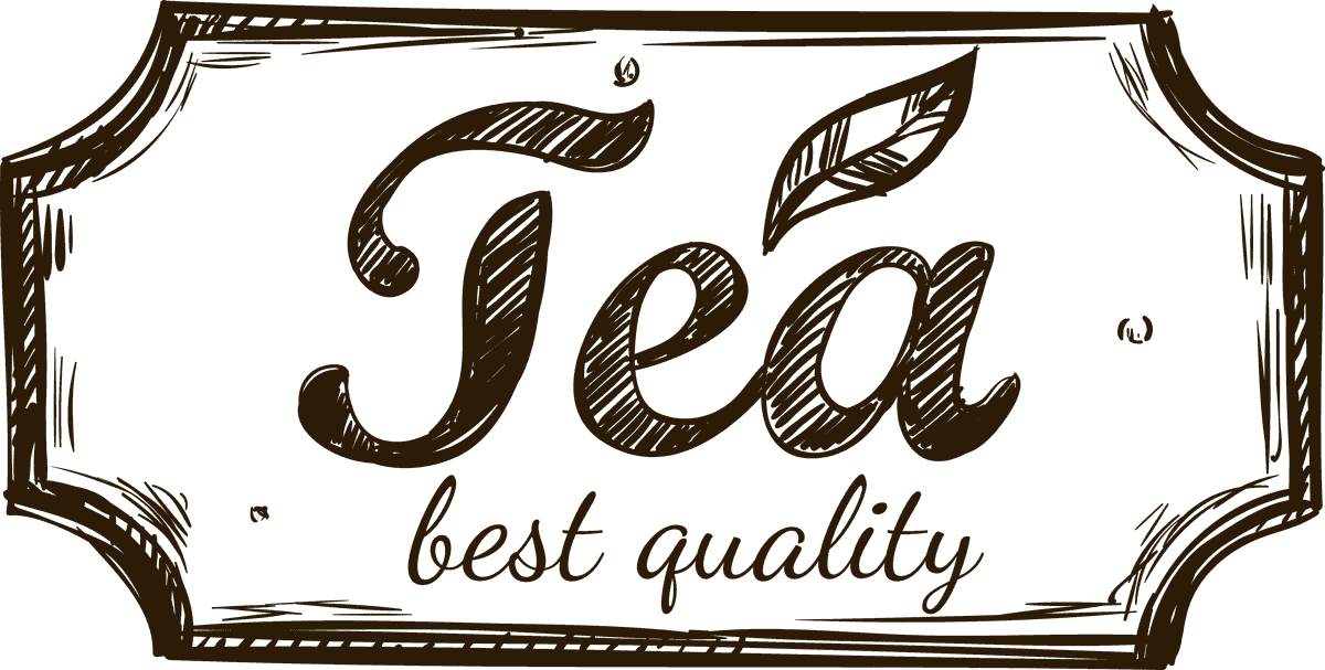 sketch tea logo set for artisanal brews with a rustic touch and elegant lettering
