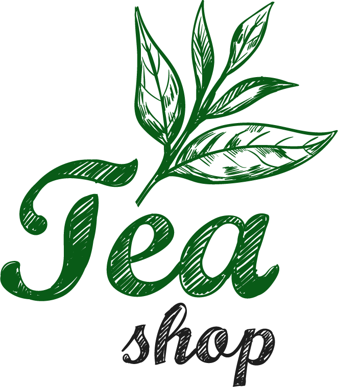 sketch tea logo set featuring natural elements for cozy tea shop branding