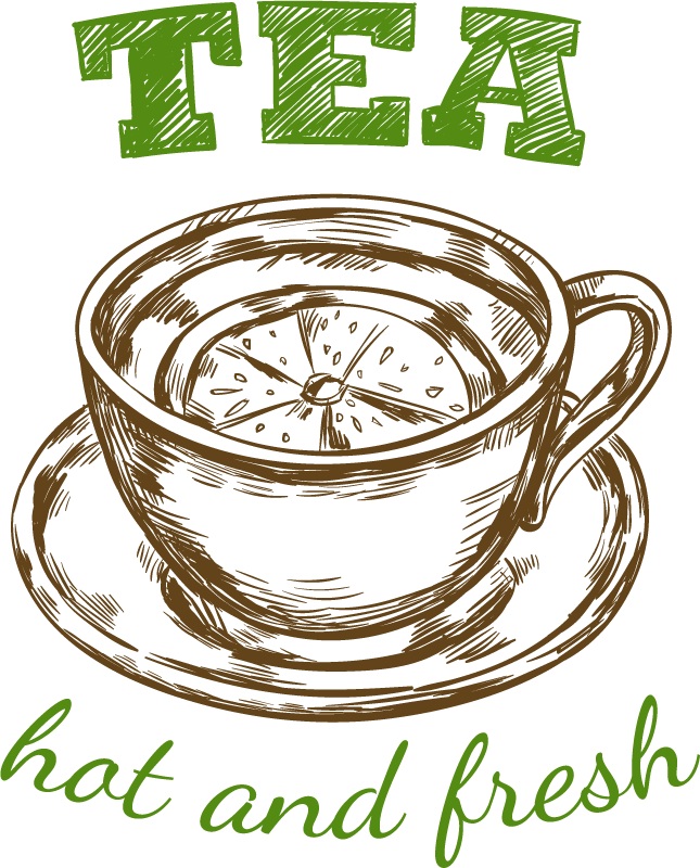 sketch tea logo set featuring a cozy cup for cafes, tea shops, and online stores