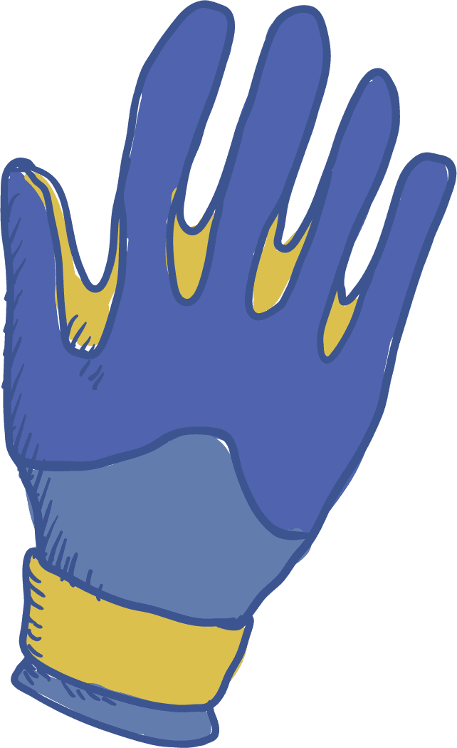 sketches scuba diving equipment: colorful gloves for underwater adventures