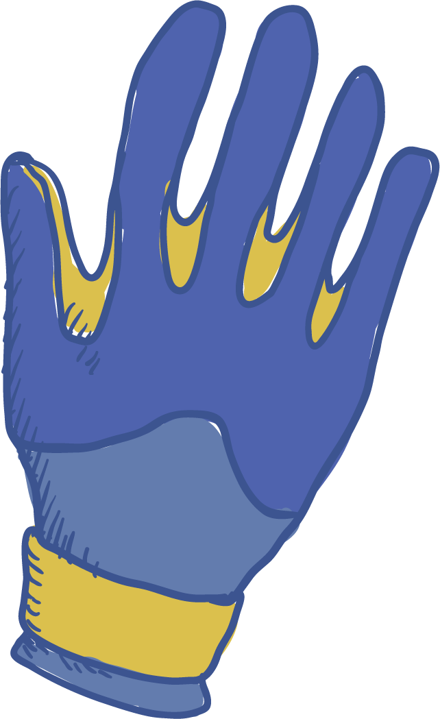 sketches scuba diving equipment: colorful gloves for underwater adventures
