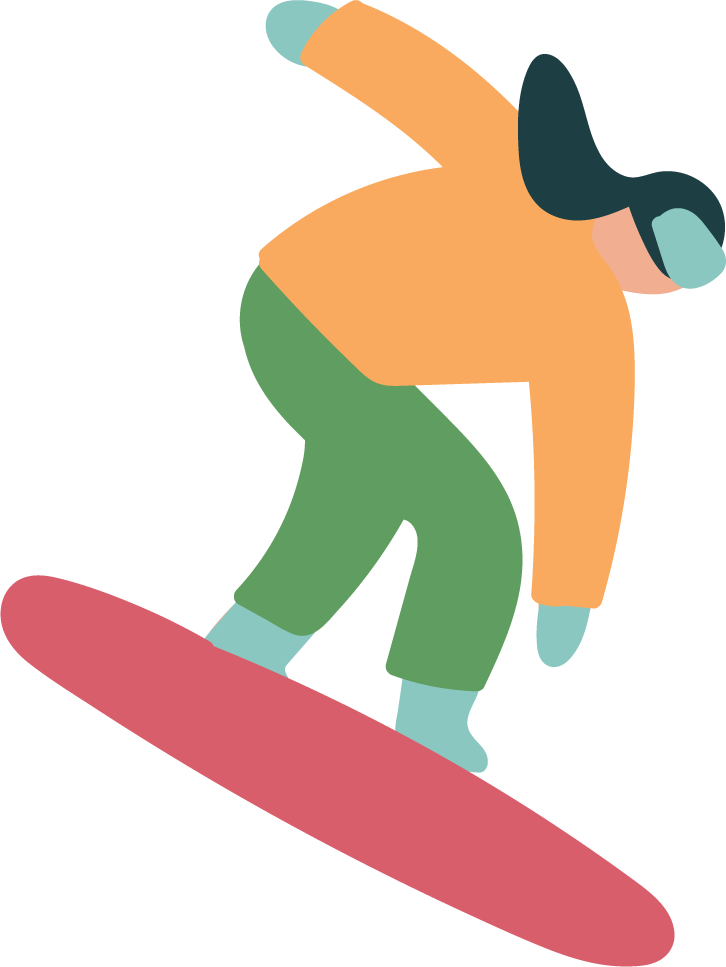 Skier winter sports equipment sticker set