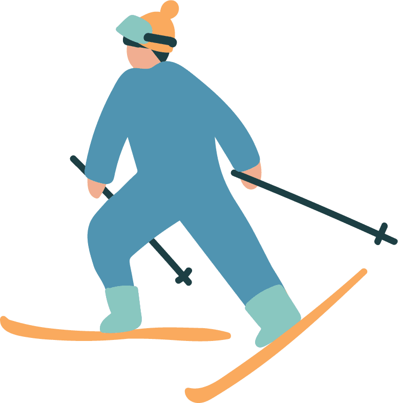 Skier winter sports equipment sticker set