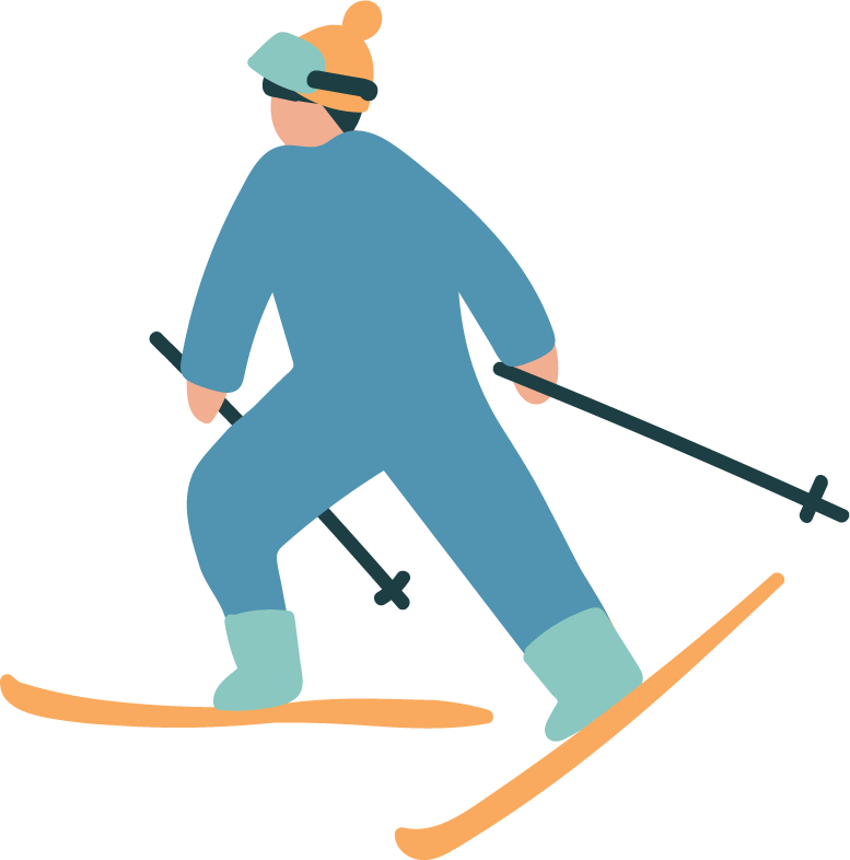 Skier winter sports equipment sticker set