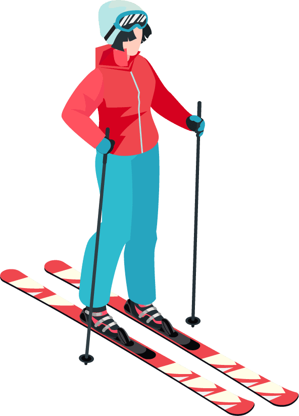isometric skiing people sports athletes illustration
