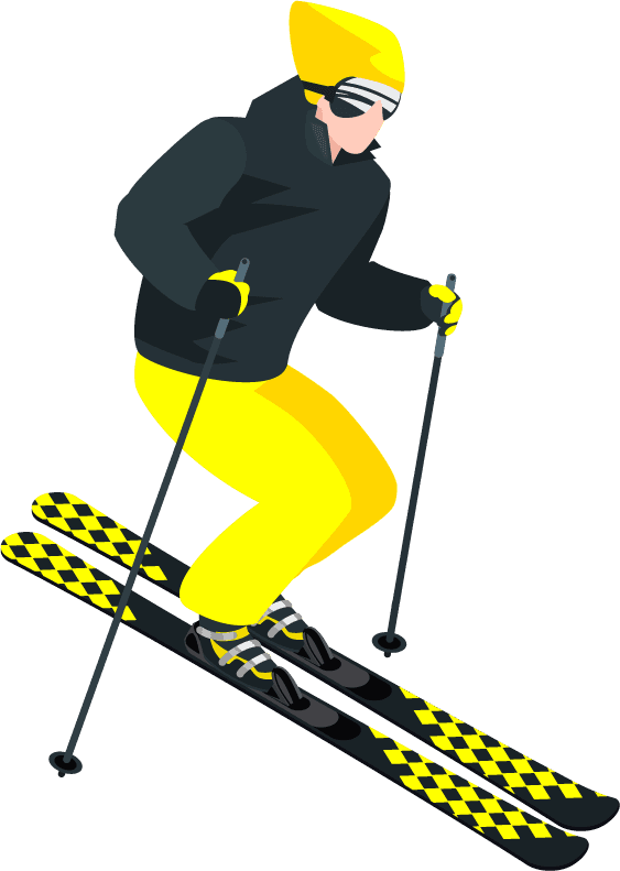 isometric skiing people sports athletes illustration