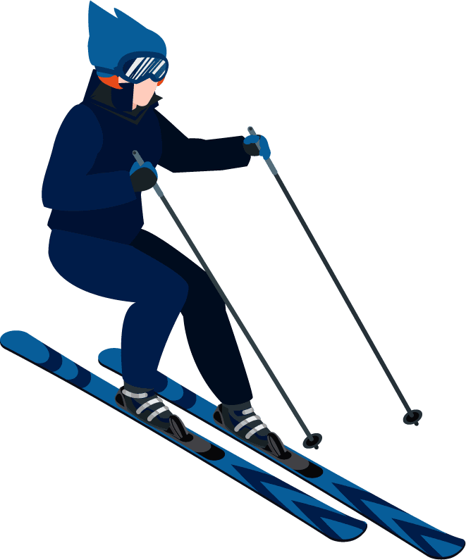 isometric skiing people sports athletes illustration