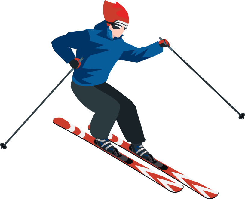 isometric skiing people sports athletes illustration