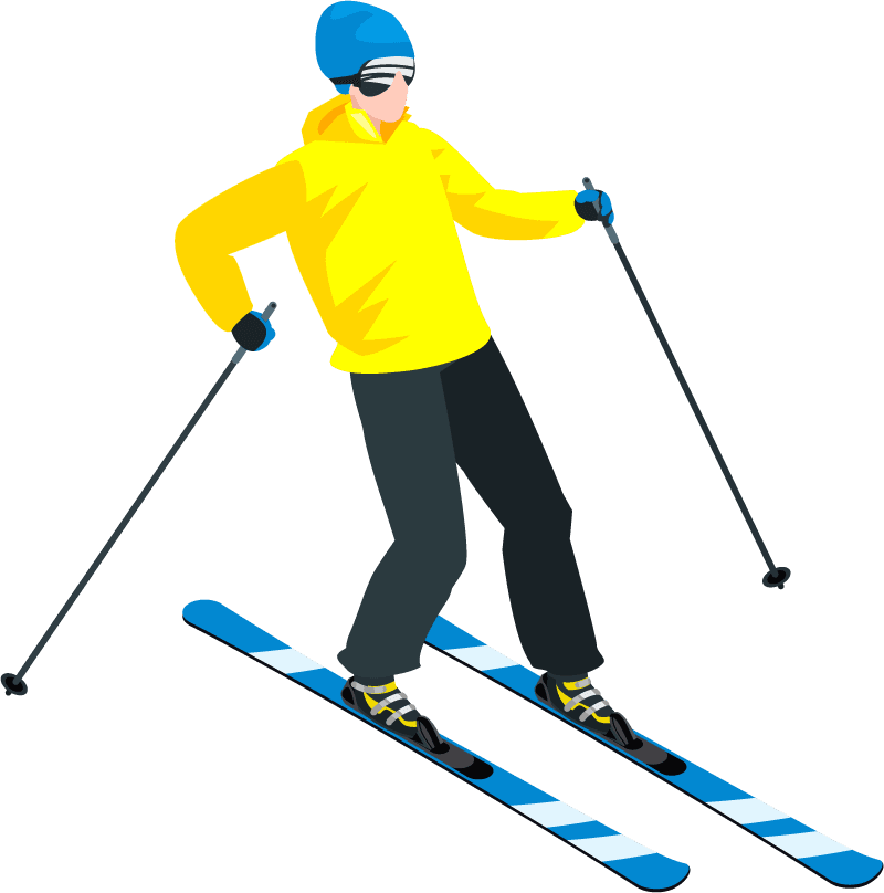 isometric skiing people sports athletes illustration