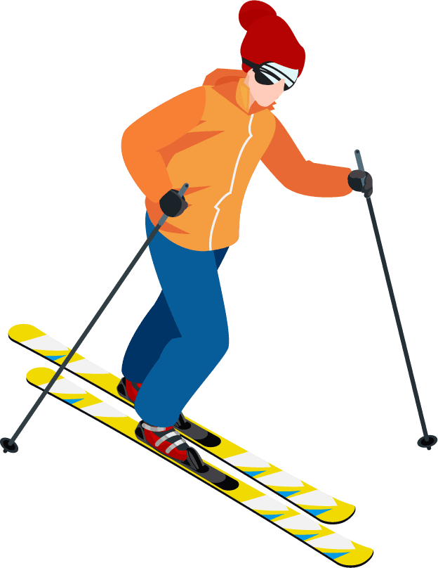 isometric skiing people sports athletes illustration