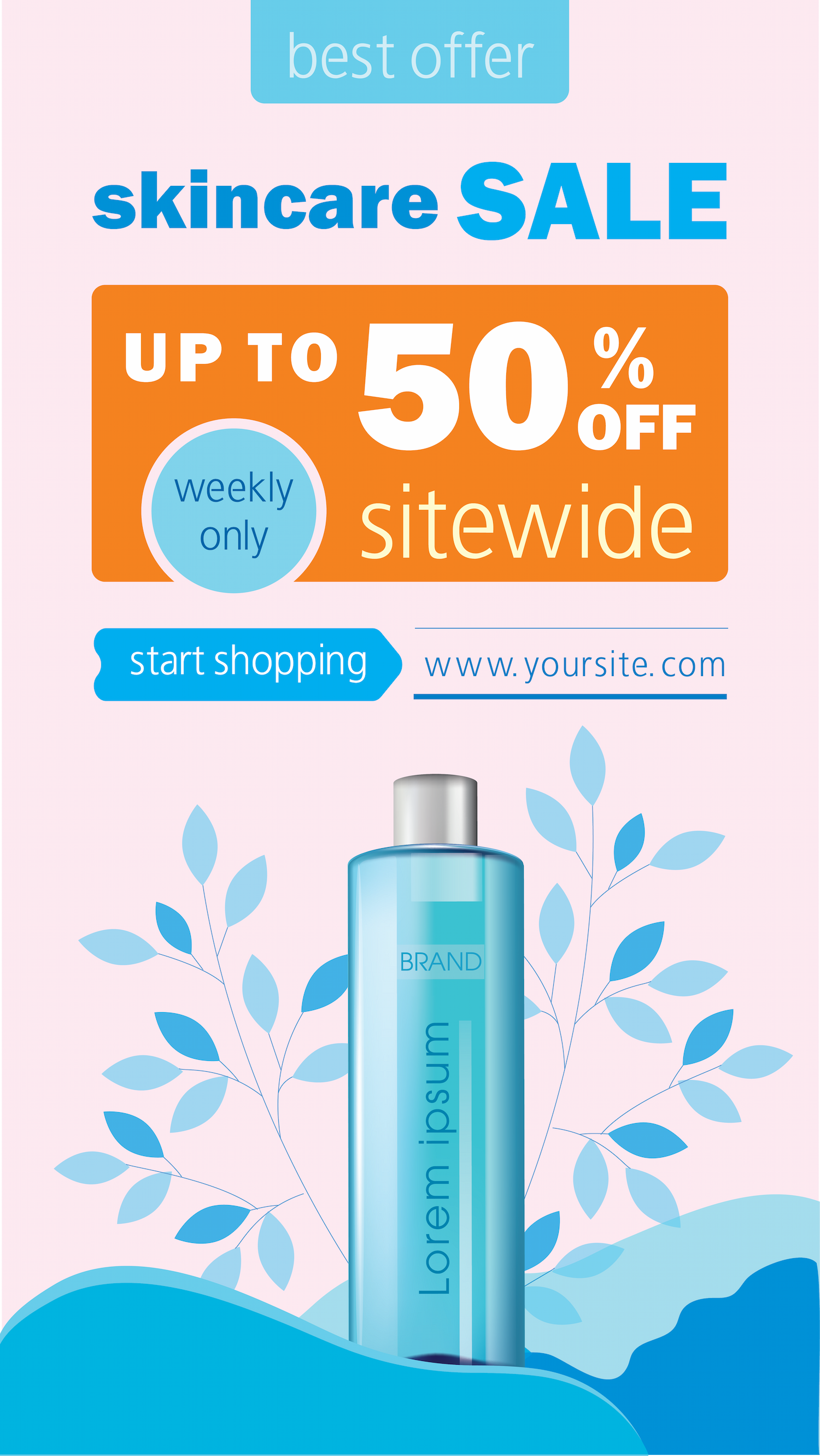 social media marketing template for skincare sale with product image and call to action