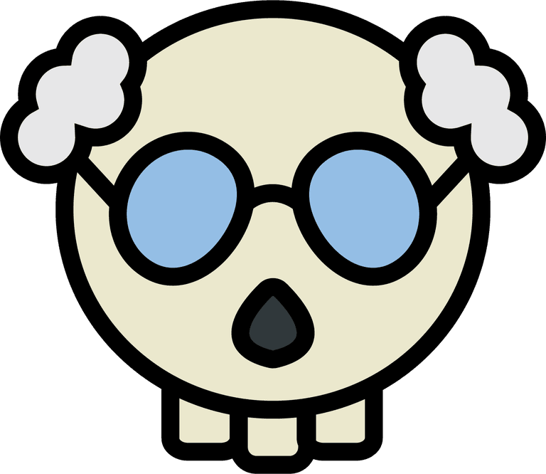 playful skullcap cartoon skull with glasses and fluffy hair for fun projects