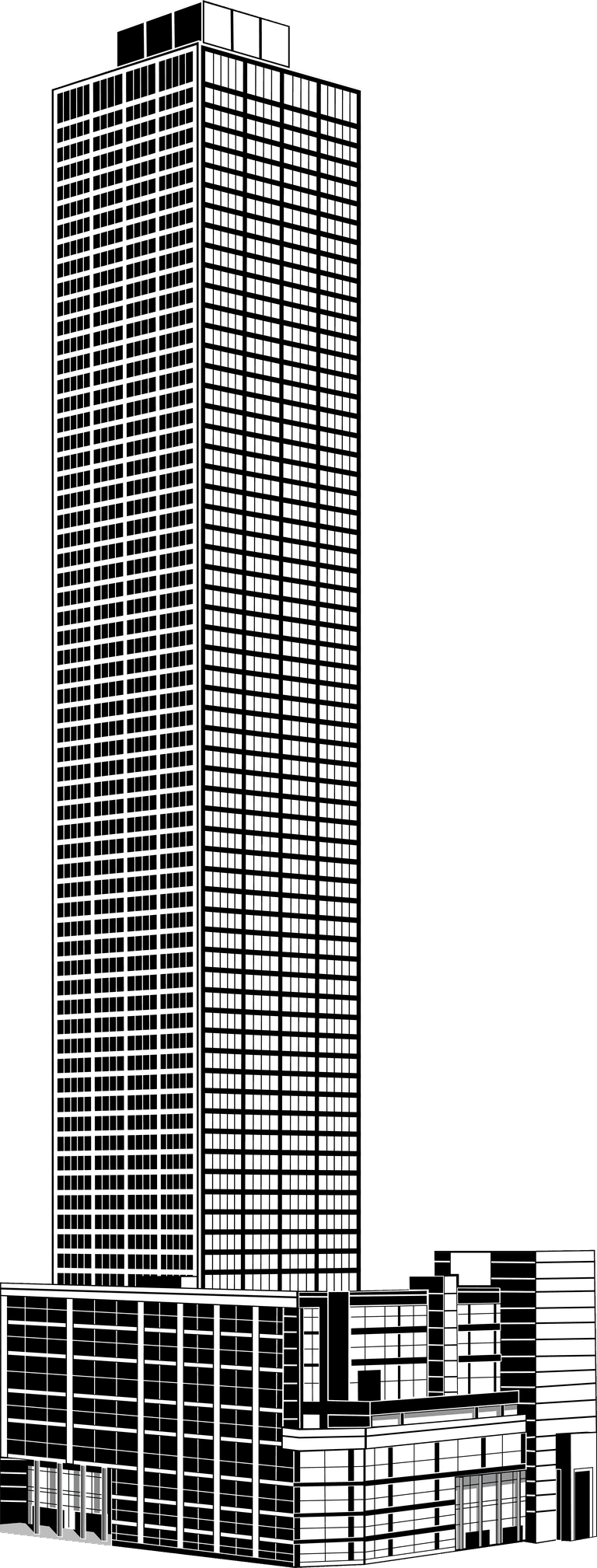 skyscraper pack icon featuring a modern tall building with detailed architectural elements