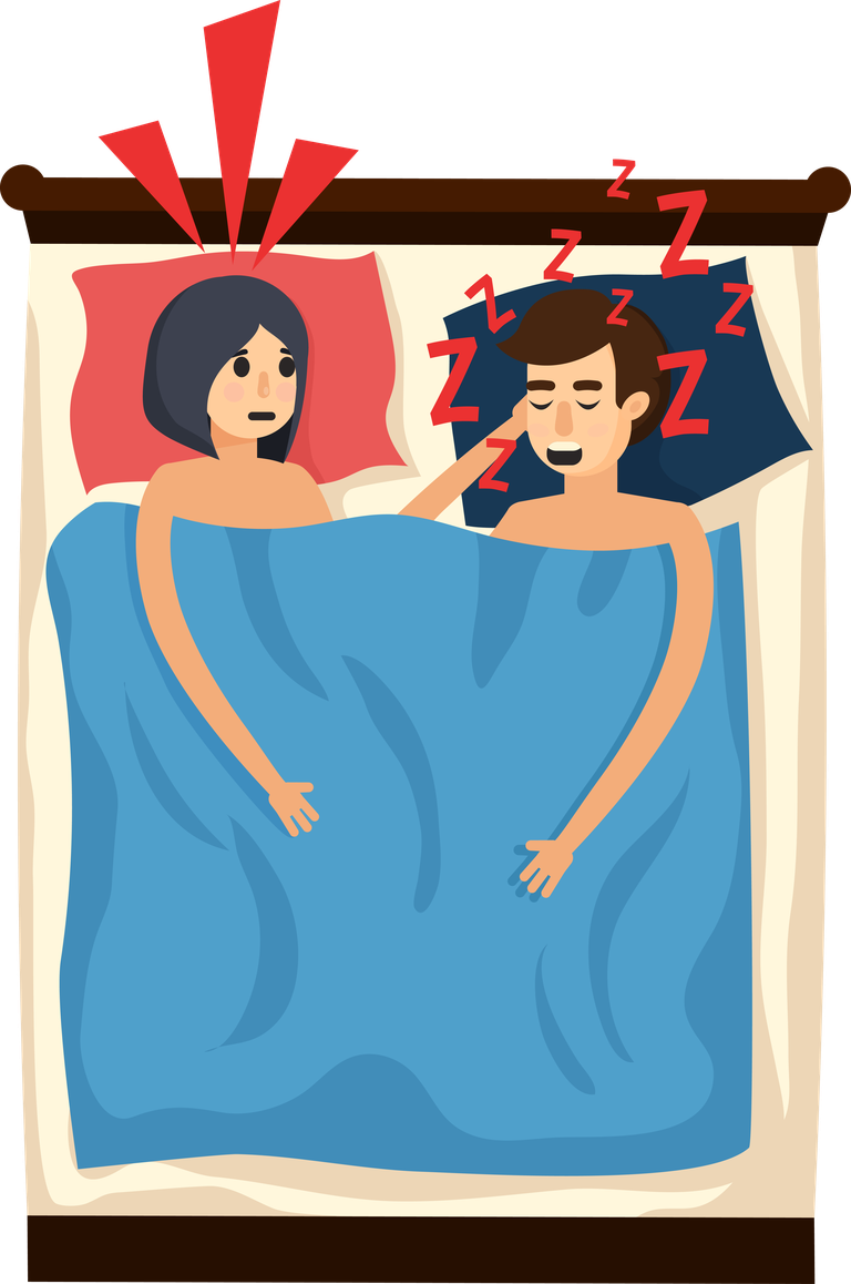 sleep disorder orthogonal flat elements representing insomnia and sleep apnea in couples