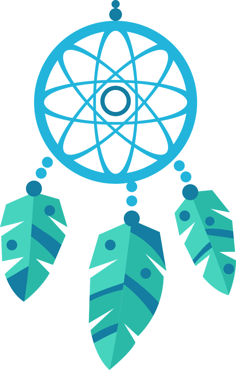 sleep time flat icons featuring a dream catcher with feathers and soothing colors