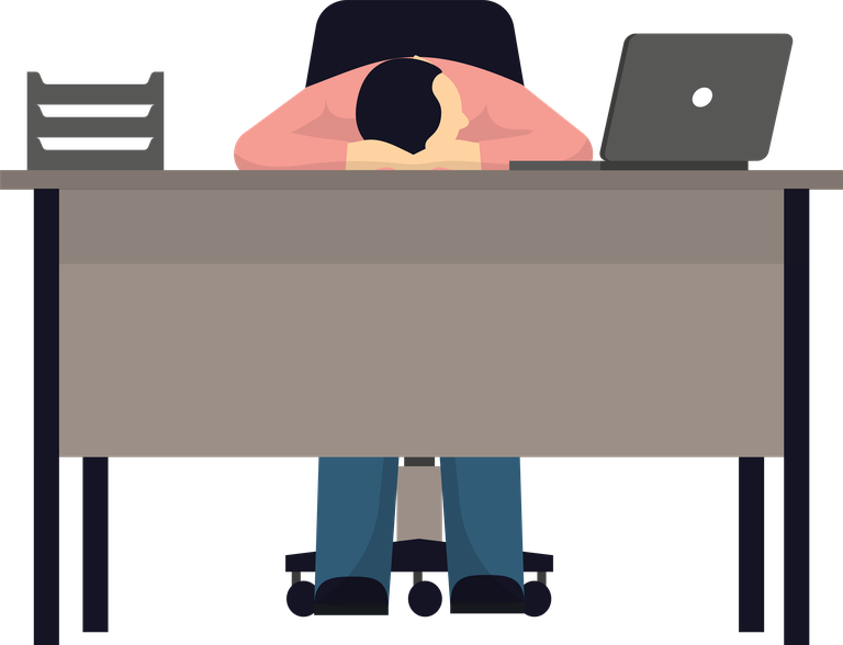 sleeping people flat icon depicting exhaustion at the office for stress relief applications