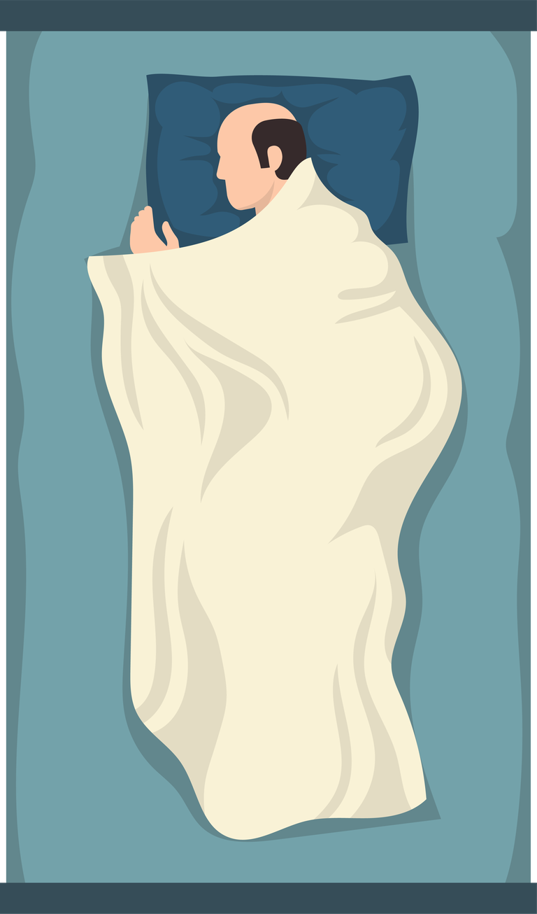 sleeping people flat icon for health apps and wellness platforms with cozy blanket