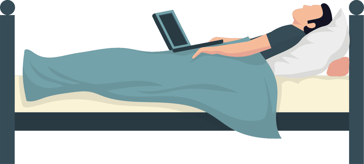 sleeping people flat icon with computer for cozy bedroom or remote work environment