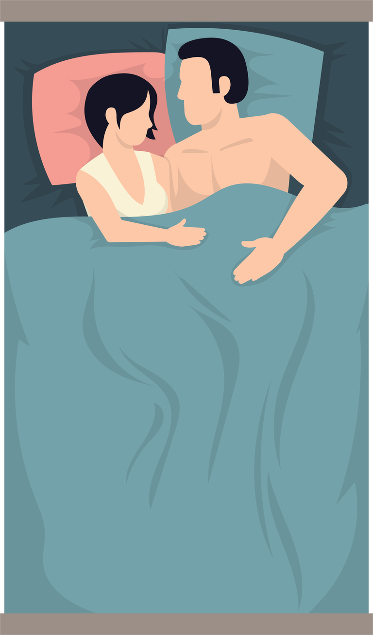 sleeping people flat icon featuring a cozy couple under a blanket for restful nights