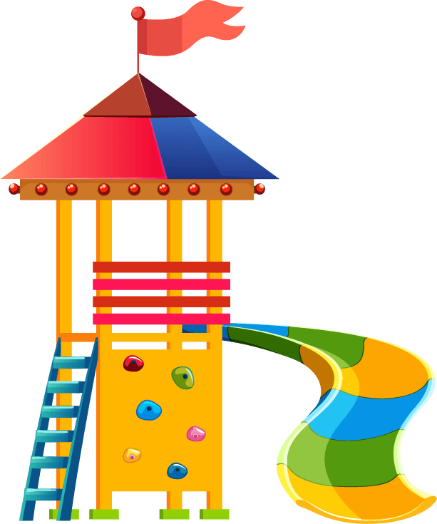 slide amusement park elements colorful games toys sketch