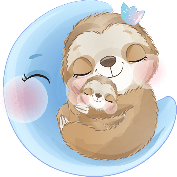 sloth sleep cute little sloth watercolor illustrations vector