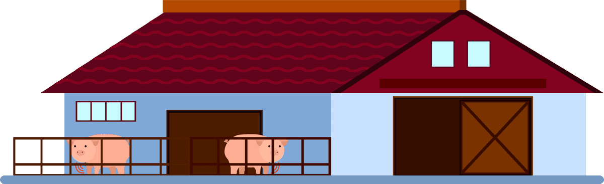 smart farming orthogonal flat barn with pigs illustration for modern agriculture