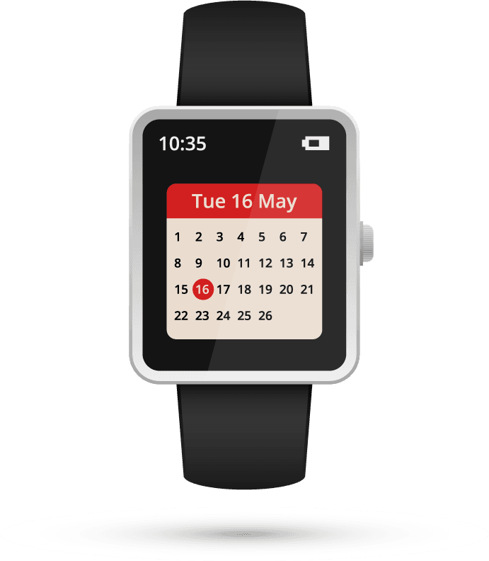 smartwatch icons wifi map weather calendar music navigation message