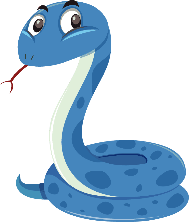 snake isolated different animals in a playful cartoon style for educational use