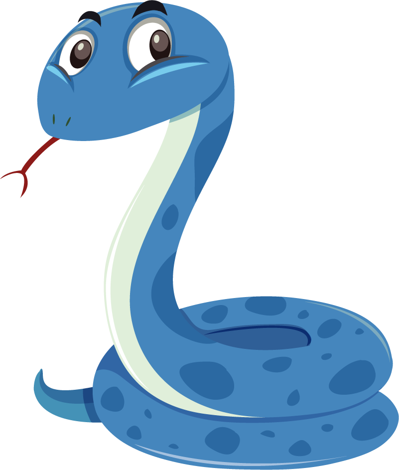 snake isolated different animals in a playful cartoon style for educational use