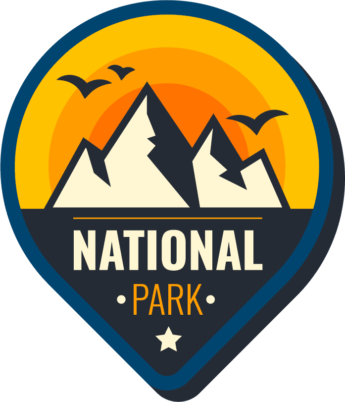 snow mountains flat labels for national park adventures and outdoor exploration