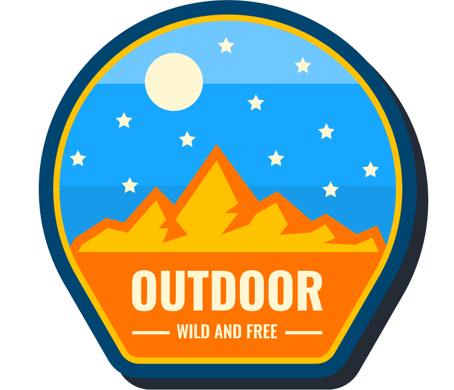 snow mountains flat labels for outdoor adventures and travel enthusiasts in vibrant colors