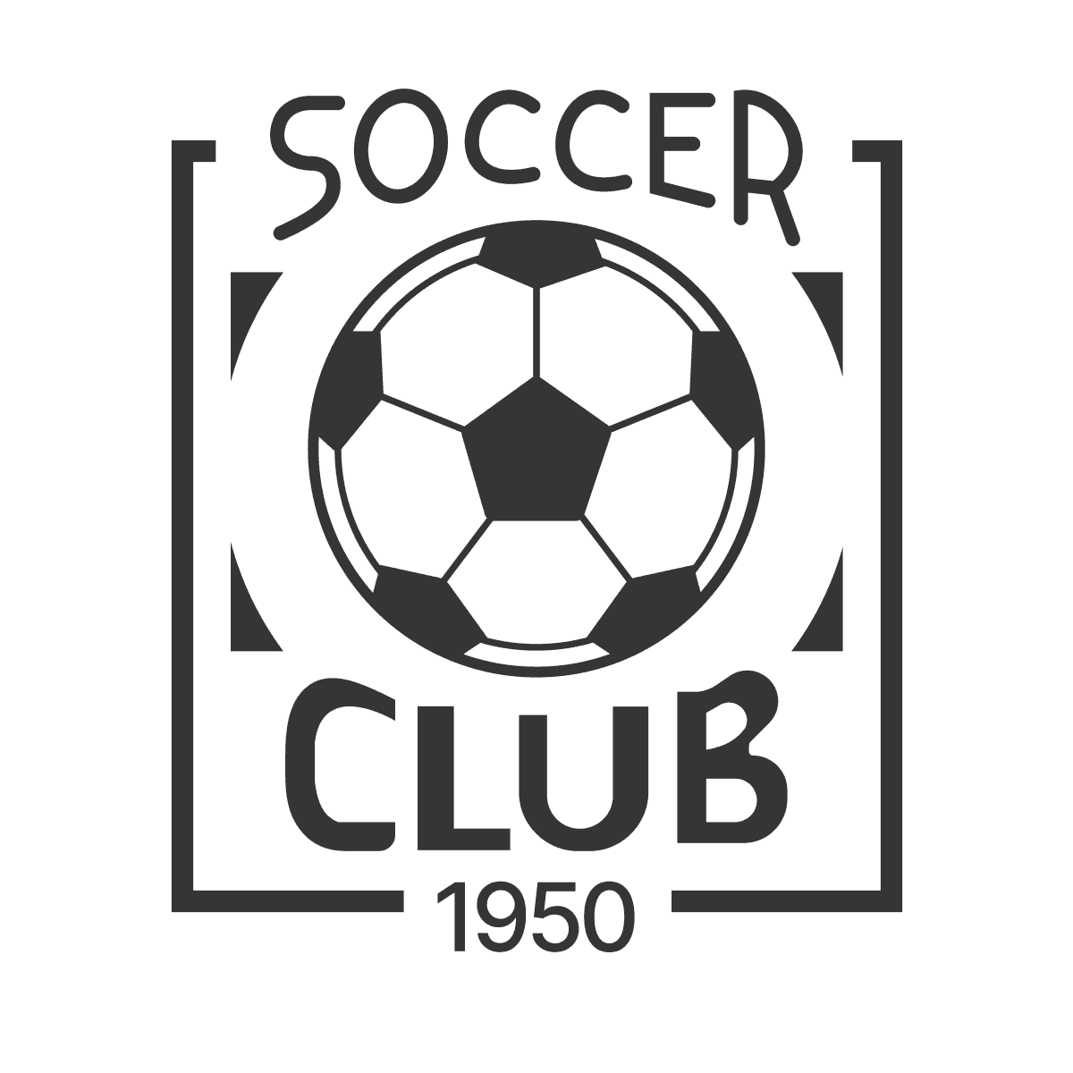 football sport club logo emblem featuring a ball and date within a badge frame