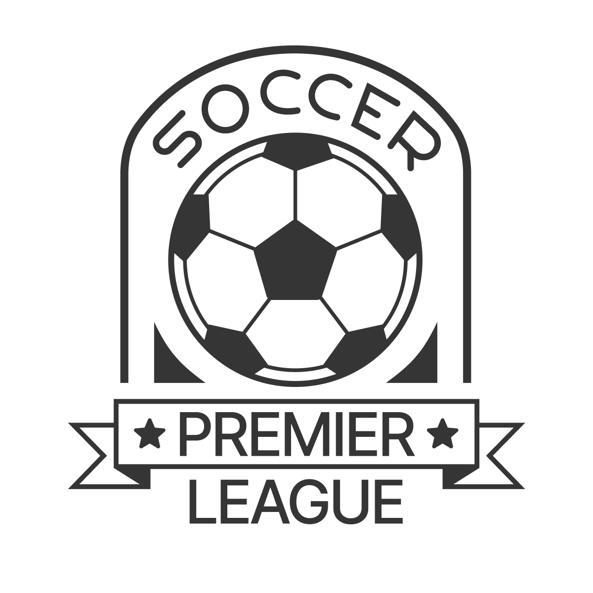 football sport emblem logo featuring a shield and league banner with stars