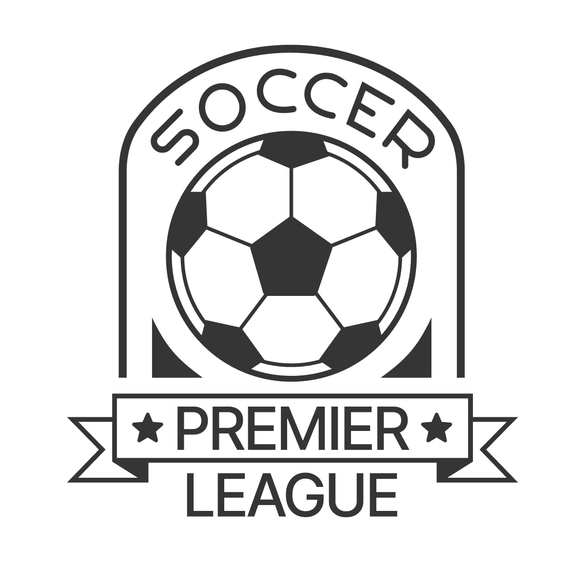 football sport emblem logo featuring a shield and league banner with stars