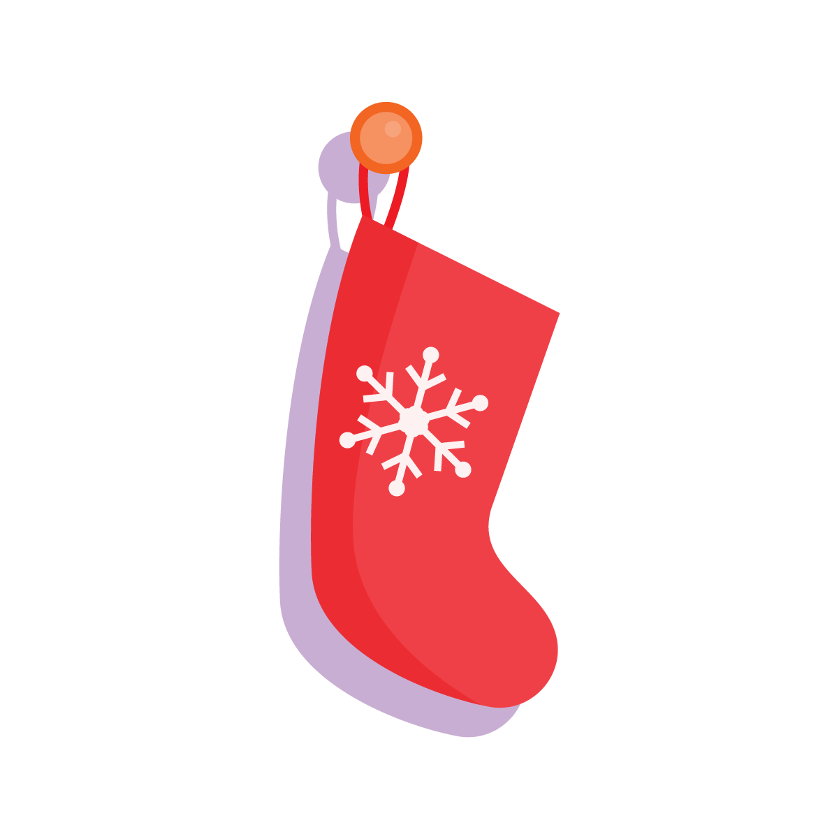 Festive red Christmas stocking with glittery snowflake